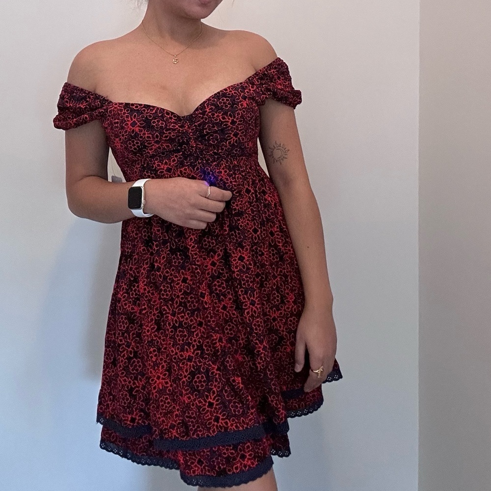 NWT Free people|  Tabitha Floral red and blue Minidress size Small